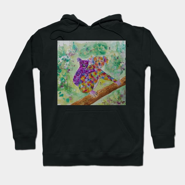 Colourful Mother and Baby Koala Bears Hoodie by Casimirasquirkyart